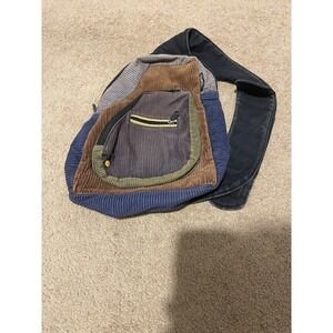 Ixchel Vintage 90s Corduroy Sling Bag Crossbody Backpack Music Festival Sack